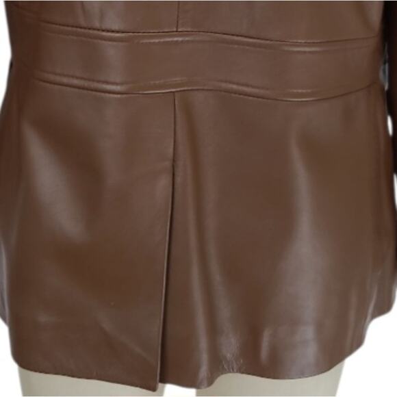 Valerie Stevens Lamb Leather Single Breasted Blazer M Brown Center Vent Tailored - Picture 5 of 10